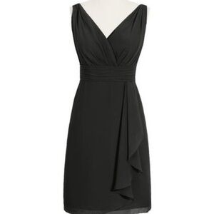Azazie Knee Length Faux Wrap Black Dress